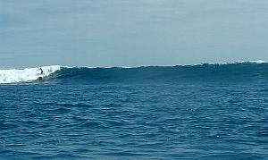 James MacLaren, with a wall to work at Chicken Hill in the Galapagos Islands.